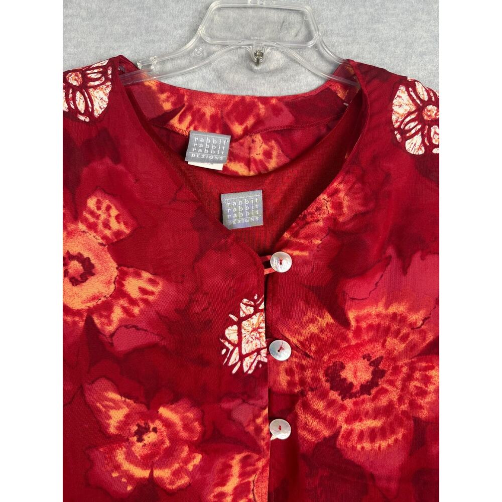Rabbit Rabbit Rabbit Designs 12 Maxi Dress Matching Cardigan Red Floral Batik - Picture 7 of 15